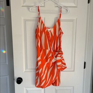 H&M Vibrant Orange and Cream Dress
